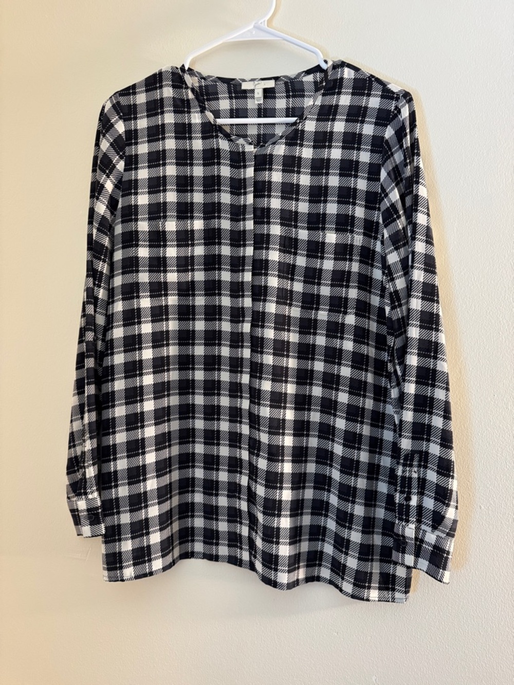 SALE JOIE Plaid Silk Blouse